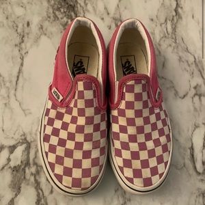 Girls pink and white checkered vans